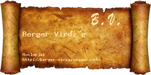 Berger Virág névjegykártya
